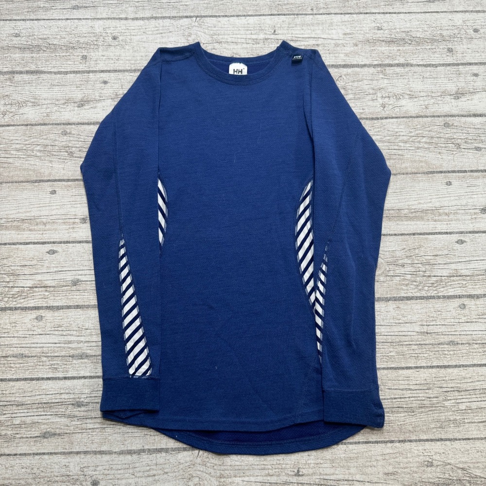 Helly Hansen Shirt Womens Small Navy Blue Wool Blend Base Layer Thermal Athletic